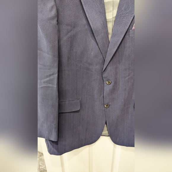 Vintage Bill Blass Blazer Sport Coat 100% silk Two Button Navy Blue Mens sz 46L - Picture 7 of 8